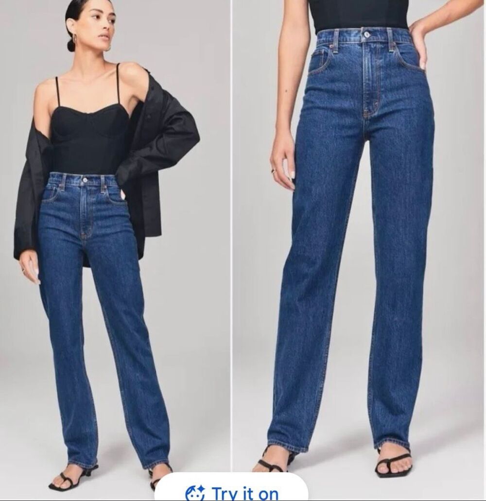 Abercrombie & Fitch 90’s ultra high rise straight jeans 18